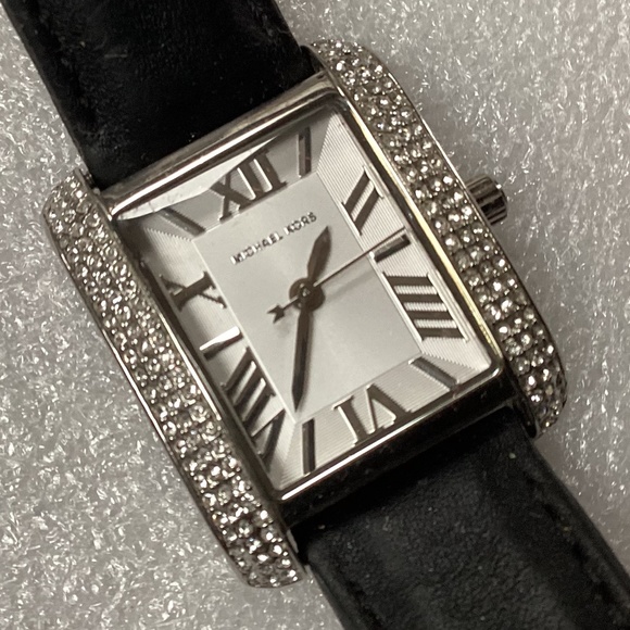 Michael Kors Mini Emery Silver Dial Black Leather Ladies Watch MK2359 - Picture 12 of 16